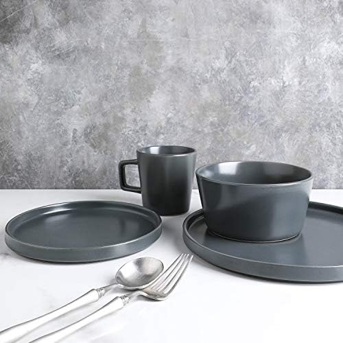 Stone Lain Coupe Stoneware Dinnerware Set, Service for 4, Gray Matte - Image 5