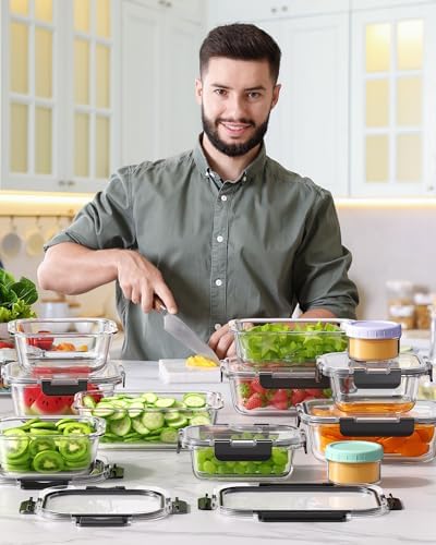KEMETHY 40 PCS Glass Food Storage Containers with Lids - Image 7