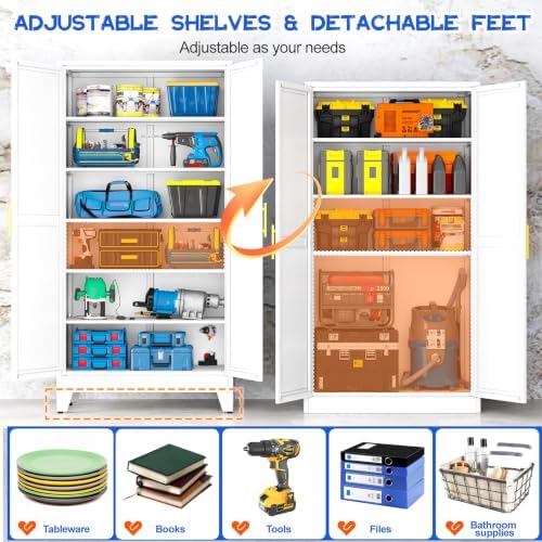 GAIOUS 79" Tall New Update Kitchen Pantry Cabinet, Metal Storage Cabinet - Image 3