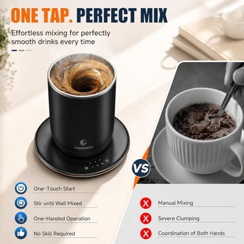 Self Heated Stirring Coffee Mug, 10oz Auto Mixing Cup with Warmer , Black - Image 2