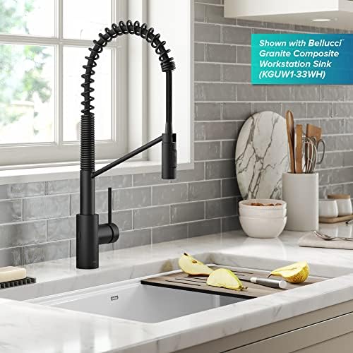 KRAUS Oletto Touchless Sensor Commercial Pull-Down Single Handle Kitchen Faucet with QuickDock Top Mount Assembly in Matte Black - Image 4