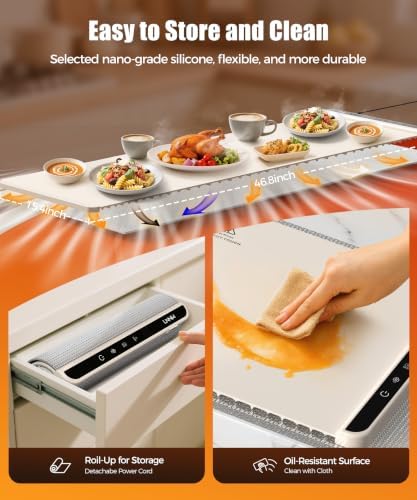 Warming Mat for Food, 46x15 Inch, Off White, Fast Heat, Child Lock - Image 5