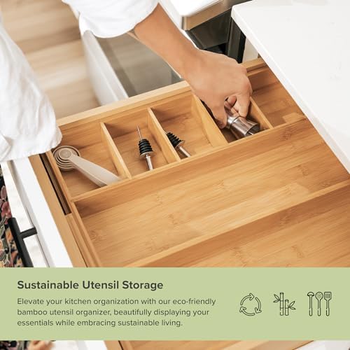 KitchenEdge Utensil & Junk Drawer Organizer, 10.5-19 in, Bamboo - Image 5