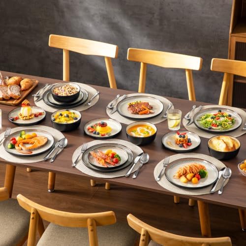 vancasso 18-Piece Grayish Beige Stoneware Plates and Bowls Sets for 6 - Image 7