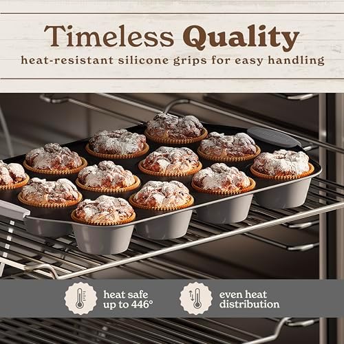 Country Kitchen Nonstick Stackable Bakeware Set - Heavy Duty, Durable, Easy Release Baking Set, Grey, 10 Pcs - Image 5