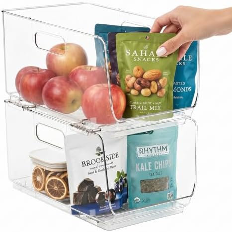 ClearSpace Stackable Storage Bins, Front Pantry Organizer, Medium, 2 Pack by ClearSpace