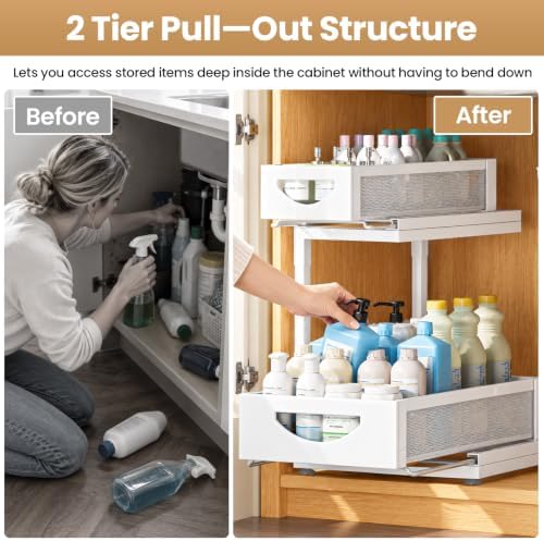 Under Sink Organizer for Kitchen and Bathroom Cabinets Pull Out Storage - Image 2