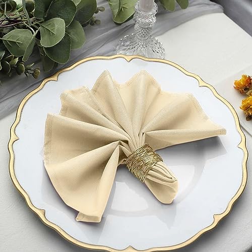 100 pcs 17-Inch Beige Polyester Luncheon Napkins - for Wedding Party Reception Events Restaurant Kitchen Home by BalsaCircle