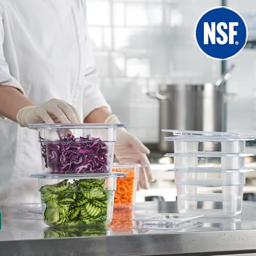 CURTA 6-Pack 1/9 Size 4" Deep NSF Polycarbonate Food Pans with Handled Lids | Dishwasher & Freezer Safe Clear Container for Prep Tables, Buffet, Salad Bar, Commercial & Home Kitchen - Image 4