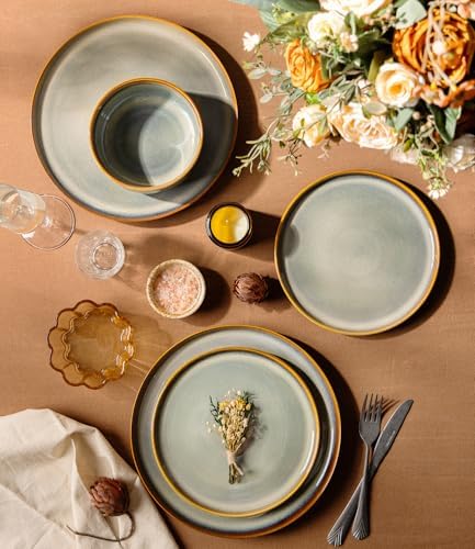 TheTerra Ceramic Dinnerware Set for 4, 12-Piece Plates and Bowls Set - Image 3