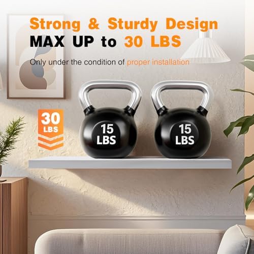 BAYKA White Floating Shelves 35.4in, Set of 2, Wall Mounted for Wall Decor - Image 5