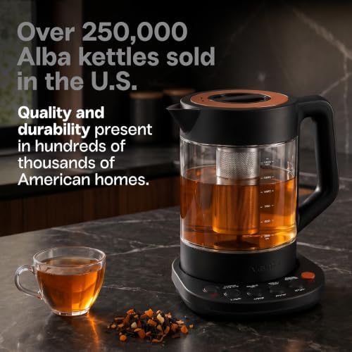 Viante Alba Electric Tea Kettle With Infuser, No Plastic, 1.5L, Black - Image 2