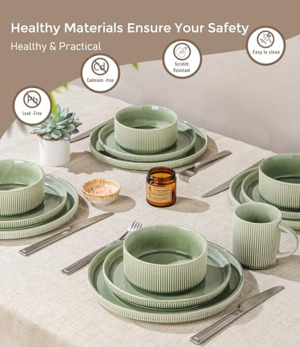 GBHOME Stoneware Dinnerware Sets for 4,12-Piece Plates and Bowls Set - Image 5