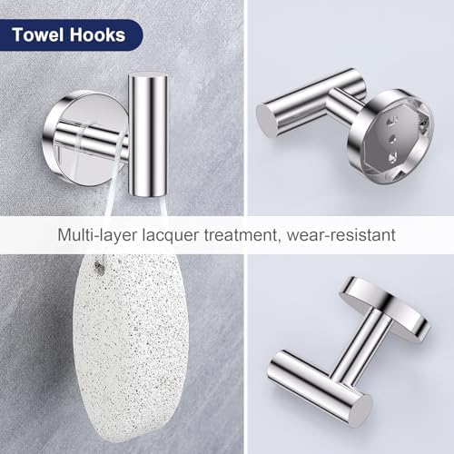 Lairuier Polished Chrome Bathroom Hardware Set, 10 PCS Towel Bar Set - Image 5