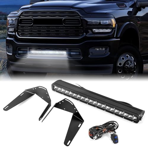WeiSen 22" Straight LED Light Bar & Mounting Brackets, Front Hidden Bumper Light Bar Mount Wiring Kit Compatible with Dodge Ram 2500 3500 2019-2024 by WeiSen
