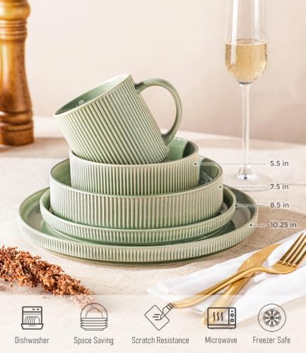 GBHOME Stoneware Dinnerware Sets for 4,16-Piece Plates and Bowls Set - Image 3