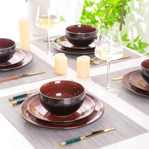 LeRatio Ceramic Dinnerware Sets for 8,24Pcs Porcelain Plates and Bowls Set - Image 7