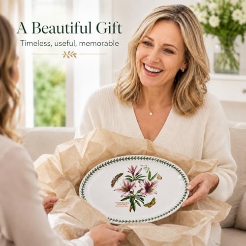 Portmeirion Botanic Garden 15" Oval Serving Platter, Lily Flowered Azalea Motif - Durable Porcelain Baking Dish with Chip-Resistant Glaze, Dishwasher & Microwave Safe - Stylish Bakeware & Serveware - Image 6