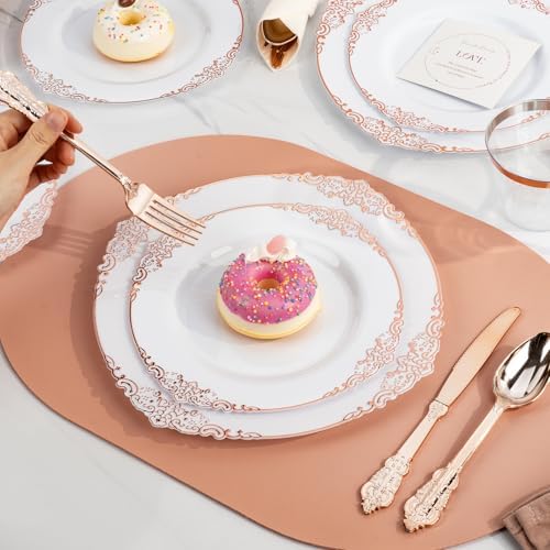 Bestluck 350PCS Rose Gold Disposable Dinnerware for 50 Guests - Image 6