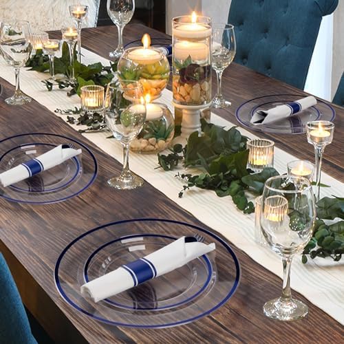 Goodluck 700 Pcs Clear Blue Plastic Plates Disposable for Party 100 Guests - Image 5