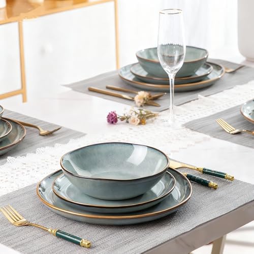 AmorArc Ceramic Dinnerware Sets for 4, 12Pcs Plates and Bowls Sets Dishes - Image 5