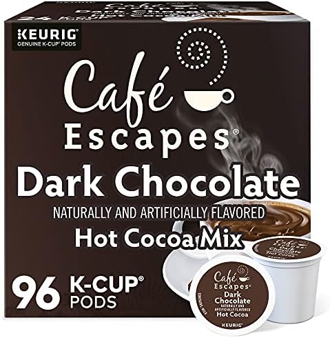 Cafe Escapes Dark Chocolate Hot Cocoa, Keurig Single-Serve K-Cup Pods, 96 Count by Cafe+Escapes