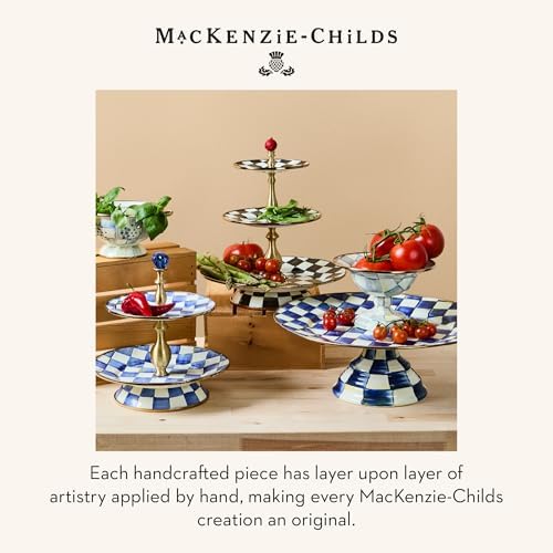 MACKENZIE-CHILDS Pedestal Platter, Large, Black-and-White Courtly Check - Image 6