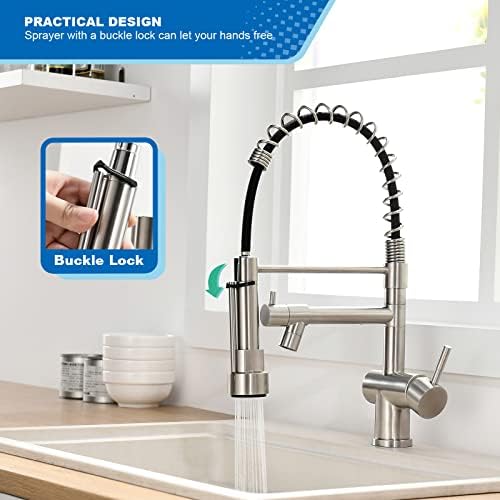 VFAUOSIT Commercial Kitchen Faucet with Pull Down Sprayer, Brushed Nickel - Image 3