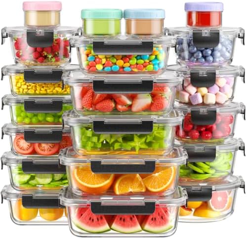 BiuLeon 40 PCS Glass Food Storage Containers with Lids, BPA-Free by Unknown