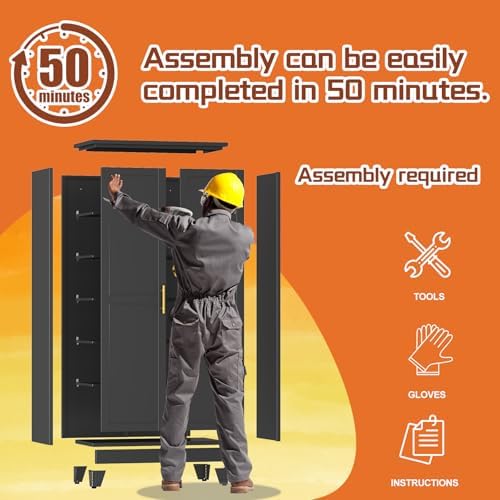 Black Metal Storage Cabinet,75" Steel Cabinets for Home Office - Image 4