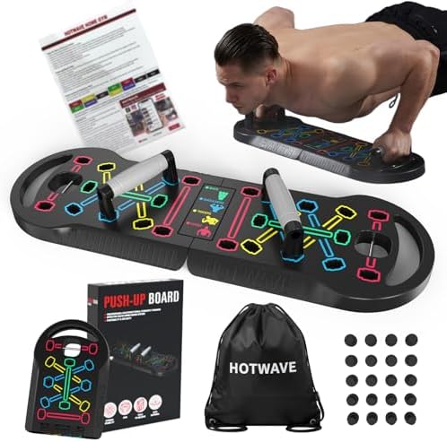 HOTWAVE Push Up Board, Portable PushUp Board, Foldable 20 in 1 Push Up Bar by HOTWAVE