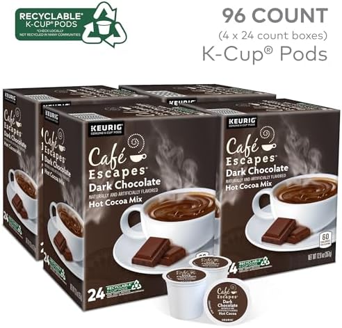 Cafe Escapes Dark Chocolate Hot Cocoa, Keurig Single-Serve K-Cup Pods, 96 Count - Image 2