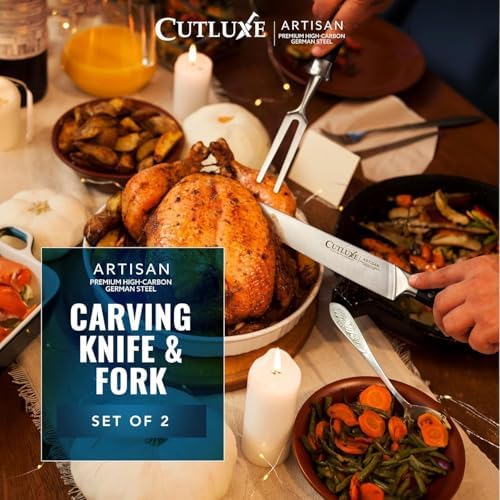 Cutluxe Turkey Carving Knife Set – Carving Fork & Knife for Meat & BBQ - Image 3