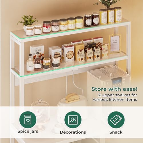 SUPERJARE Bakers Rack with Power Outlet, 35.4 Inches Coffee Bar with Basket - Image 5