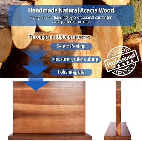 XYJ Extra Large Magnetic Knife Block Acacia Wood Knife Set Holder Stand With Stronge Magnetic Strip Kitchen Knives Storage Rack Organizer Tools No Drilling - Image 6