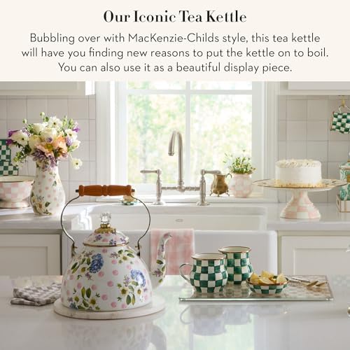 MACKENZIE-CHILDS Tea Kettle, 3 Quarts, Pink Wildflowers - Image 2