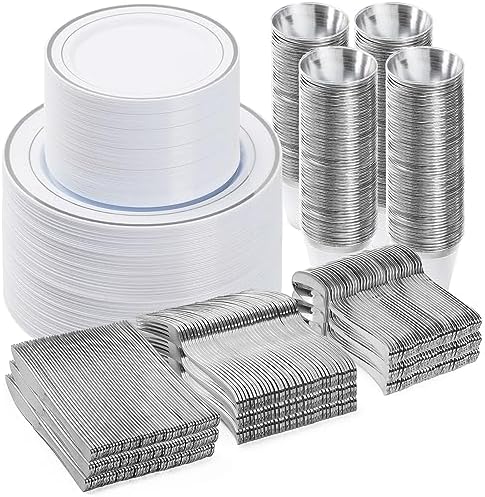 BESTVIP 600PCS Silver Dinnerware Set for 100 Guests, by Bestvip