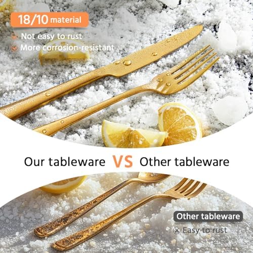 18/10 Flatware set for 8, 40 Piece Gold Stainless Steel Silverware Set - Image 3