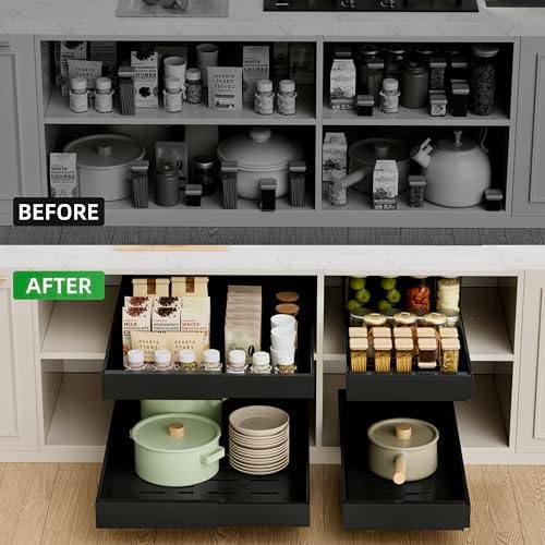 PAKETA 4 Pack Expandable Pull Out Cabinet Organizer,21" Deep - Image 4