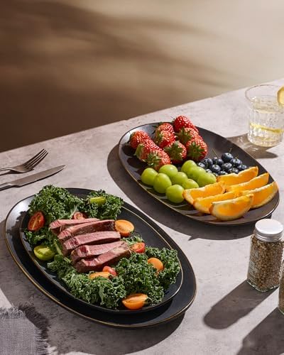famiware Serving Platters Set of 3 Sizes - Oval, Matte Dark Charcoal - Image 4