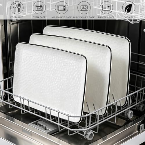 Serving Platters, 16/14.3/13.1Inches Large Serving Dishes for Entertaining, Rectangular Serving Tray, Ceramic Serving Dish, White Platters for Serving Food, Appetizers, Entertaining, Party, Set of 3 - Image 5