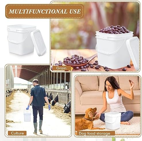 Mumufy 3 Pcs 3.5 Gallon Square Food Grade Bucket with Lid, White - Image 5