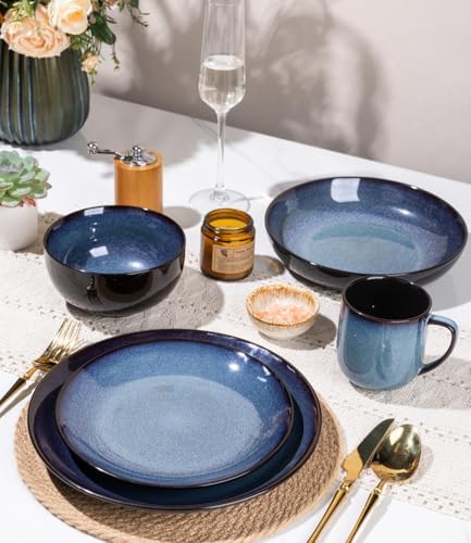 LeRatio Ceramic Dinnerware Sets for 4,16Pcs Porcelain Plates and Bowls Set - Image 4