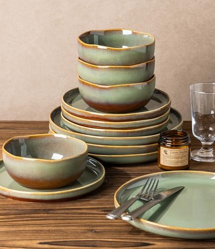 TheTerra Ceramic Dinnerware Set for 6, 18-Piece Plates and Bowls Set - Image 4