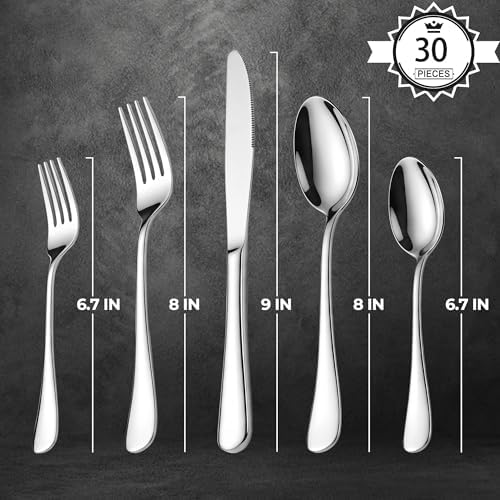 LIANYU 30 Piece Flatware Silverware Set for 6, Stainless Steel Cutlery Set - Image 2
