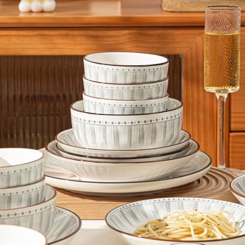 Ceramic Dinnerware Set, Series Kavara Ⅱ, (Blue Stripes) - Image 4