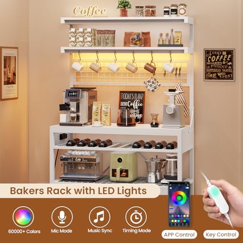Itaar 35.4" Bakers Rack Microwave Stand with Storage, 3 Drawers, LED Lights - Image 3