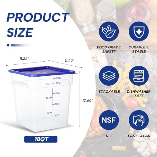 4 Pack 18QT Square Food Storage Containers with Lids - Image 3