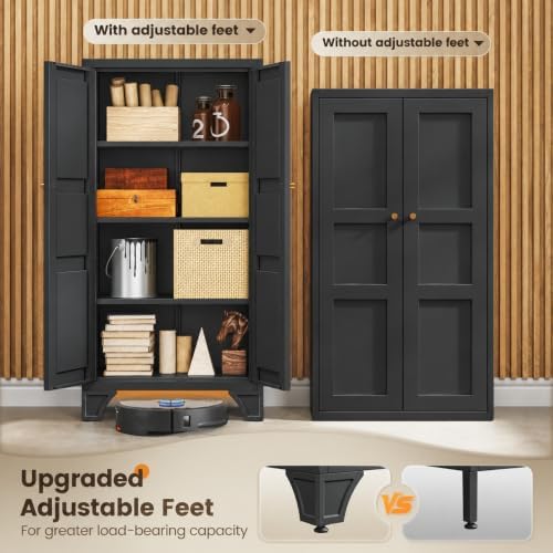 Yizosh Small Metal Garage Storage Cabinet,Kitchen Pantry Storage Cabinet - Image 5