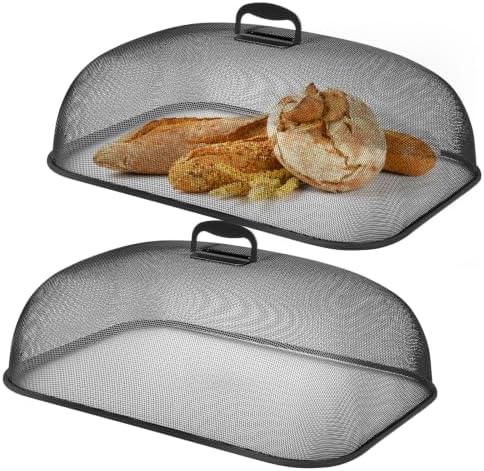 Hicarer 2 Pcs Metal Mesh Food Covers for Outdoors 18 Inch, Black by Hicarer